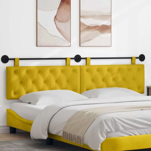 vidaXL Fali Fejtámla Falra szerelhető Sárga 210 x 55 x 7 cm Bársony