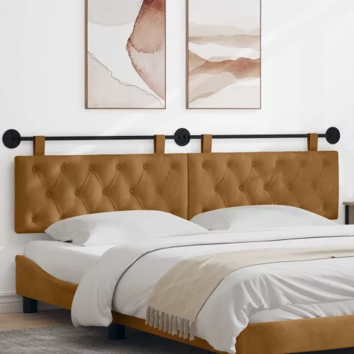 vidaXL Fali Fejtámla Falra szerelhető Barna 210 x 55 x 7 cm Bársony