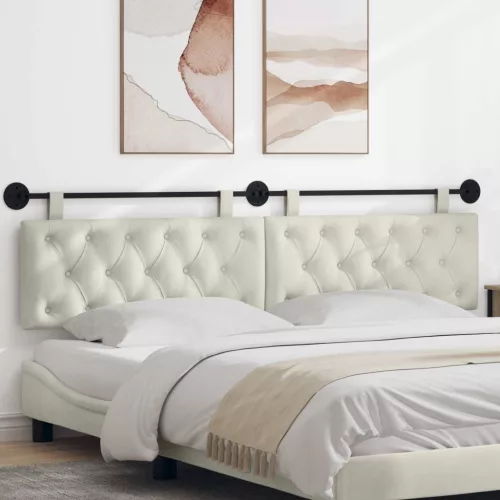 vidaXL Fali Fejtámla Falra szerelhető Krém 210 x 55 x 7 cm Bársony