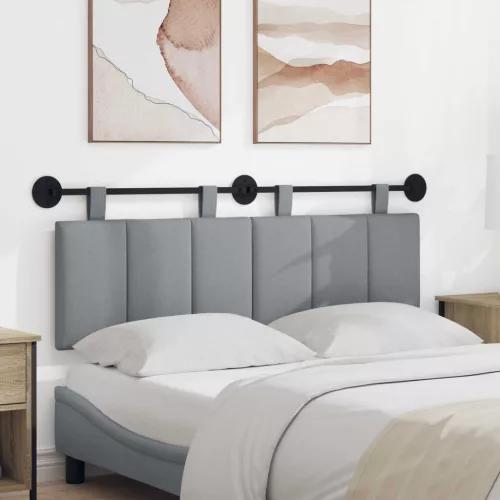 vidaXL Fali Fejtámla Csíkos Világosszürke 150 x 55 x 5 cm szövet