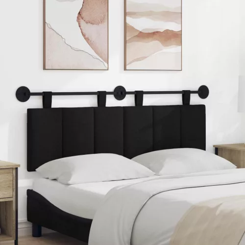 vidaXL Fali Fejtámla Falra szerelhető Fekete 150 x 55 x 5 cm szövet