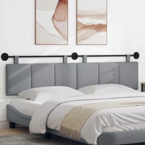 vidaXL Fali Fejtámla Csíkos Világosszürke 210 x 55 x 5 cm szövet