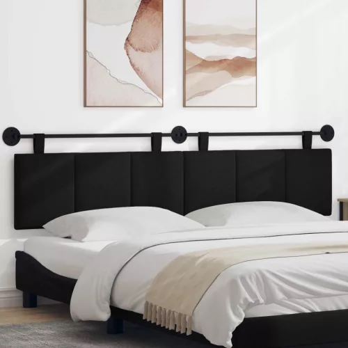 vidaXL Fali Fejtámla Falra szerelhető Fekete 210 x 55 x 5 cm szövet