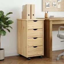   vidaXL Görgős szekrény kerékkel Barna 65,5 x 34 x 39 cm Tömör fenyőfa