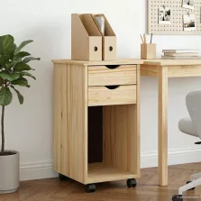   vidaXL Görgős szekrény kerékkel Barna 34 x 39 x 65,5 cm Tömör fenyő
