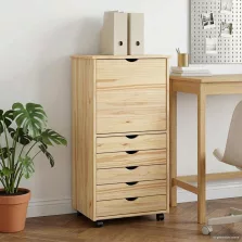   vidaXL Görgős szekrény kerékkel Barna 53 x 39 x 103 cm Tömör fenyőfa