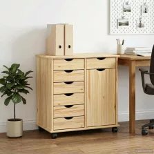   vidaXL Görgős szekrény Barna 63,5 x 39 x 65,5 cm Tömör fenyőfa