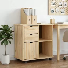   vidaXL Görgős szekrény Barna 63,5 x 39 x 65,5 cm Tömör fenyőfa