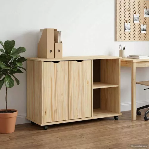 vidaXL Görgős szekrény kerékkel Barna 100 x 39 x 65,5 cm Tömör fenyőfa