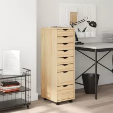   vidaXL Görgős szekrény fiókokkal MOSS Tiszta lakk 34 x 39 x 103 cm