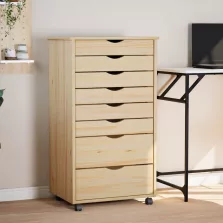   vidaXL Görgős szekrény fiókokkal MOSS Tiszta lakk 53 x 39 x 103 cm