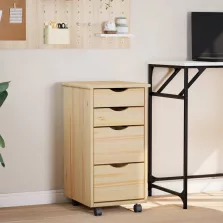   vidaXL Gurítható szekrény íróasztallal MOSS Tiszta lakk Tömör fenyőfa