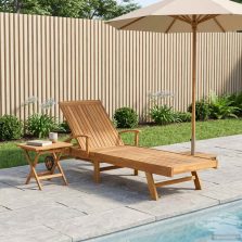   vidaXL Napozóágy asztallal 2 pcs Barna 40 x 40 x 40 cm Tömör Teakfa