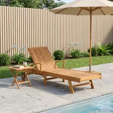   vidaXL Napozóágy asztallal 2 pcs Barna 40 x 40 x 40 cm Tömör Teakfa