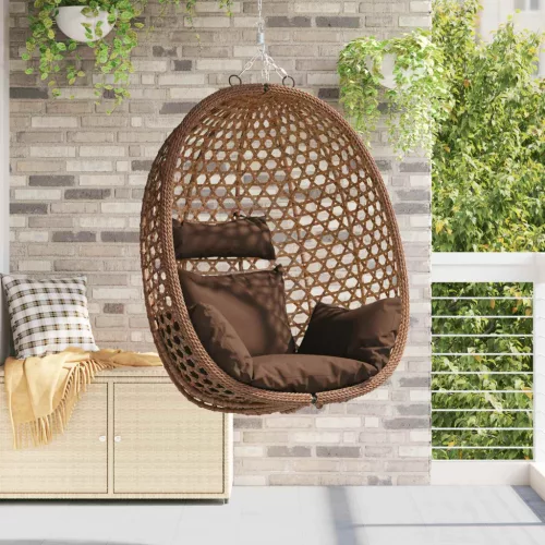 vidaXL Függő tojásfotel állvány nélkül Kávé 92 x 57,5 x 110 cm
