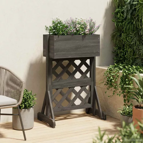 vidaXL Függőleges kertialátét Szürke 48 x 30 x 70,5 cm Szilárd fenyőfa