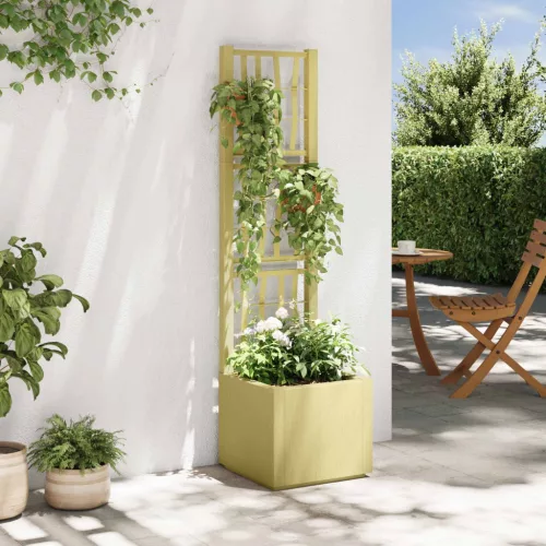 vidaXL Kertész cserép rácsos változattal Zöld 36 x 36 x 140 cm PP