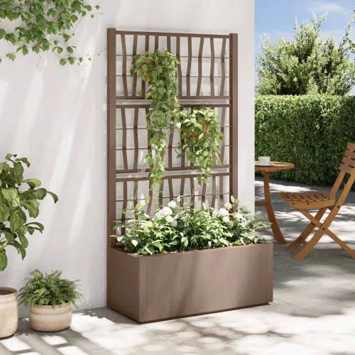 vidaXL Kertész cserép rácsos változattal Barna 80 x 36 x 140 cm PP