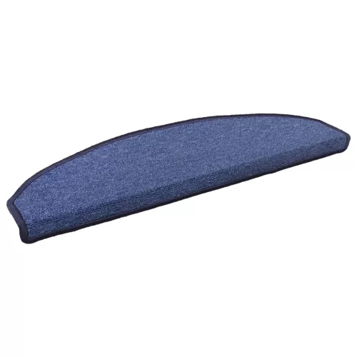 vidaXL Öntapadós lépcsőszőnyegek Félkör 15 pcs Kék 80 x 24,5 x 3,5 cm