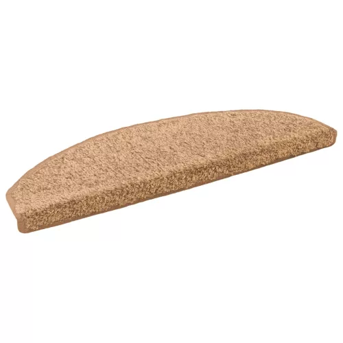 vidaXL Öntapadós lépcsőszőnyegek Félkör 15 pcs Bézs 80 x 24,5 x 3,5 cm