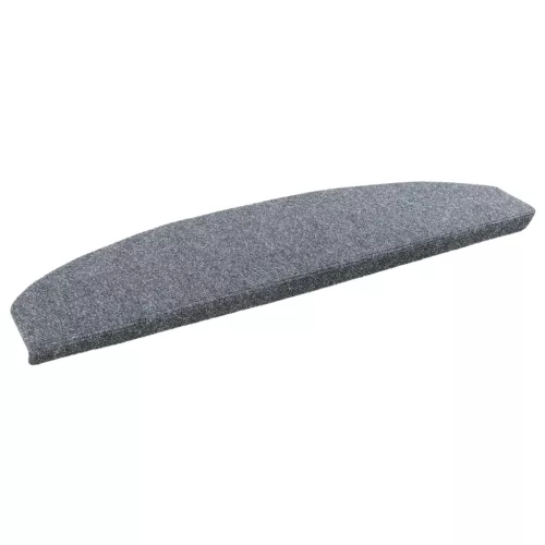 vidaXL Öntapadós lépcsőszőnyegek Félkör 15 pcs Világosszürke