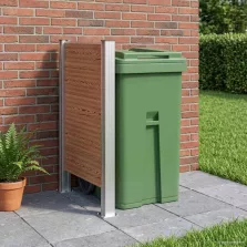   vidaXL Hulladék Gyűjtő Kerítés Barna 85 x 12 x 115 cm Alumínium és WPC