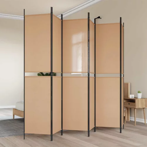vidaXL 6-paneles szobaelválasztó Bézs 300 x 220 cm Szövet