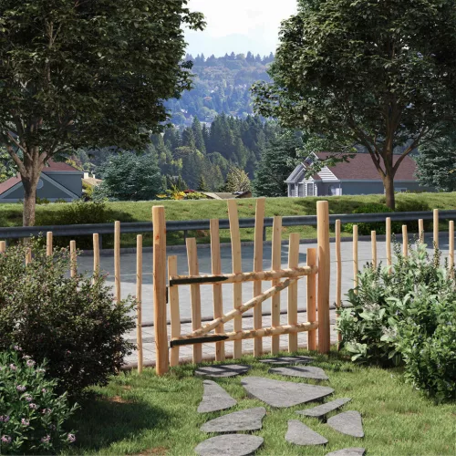 vidaXL Íves kerítési kapu 100 x 90 cm Impregnált Hazel Fa Természetes