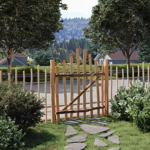 vidaXL Íves kerítési kapu 100 x 120 cm Impregnált Hazel Fa Barna