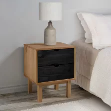   vidaXL Éjjeli asztal OTTA Fekete 45 x 39 x 57 cm Tömör Fenyőfa
