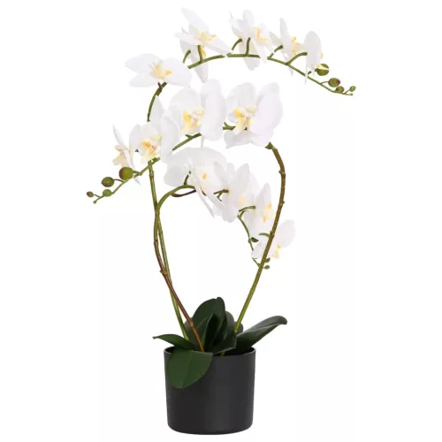vidaXL Mesterséges orchidea növény cserépben Fehér 45 x 15 x 65 cm