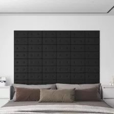 vidaXL Fali Fejtámla 12 pcs Fekete 30 x 15 cm Műbőr