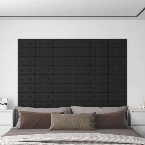vidaXL Fali Fejtámla 12 pcs Fekete 30 x 15 cm Műbőr