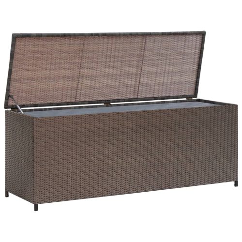 vidaXL barna polyrattan kerti tárolóláda 120 x 50 x 60 cm