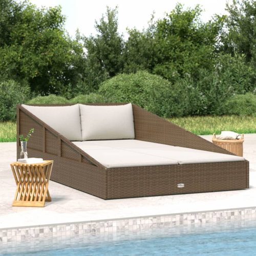 vidaXL barna polyrattan kerti ágy 110 x 200 cm