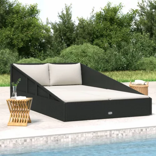 vidaXL fekete polyrattan kerti ágy 110 x 200 cm