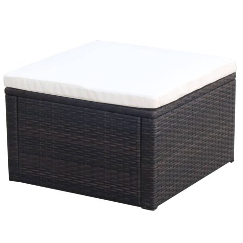 vidaXL Barna polyrattan ottomán zsámoly 53x53x30 cm