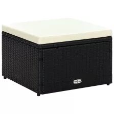 vidaXL Fekete polyrattan ottomán zsámoly 53x53x30
