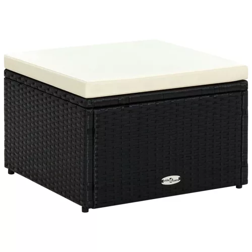 vidaXL Fekete polyrattan ottomán zsámoly 53x53x30