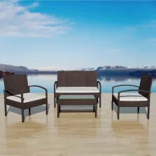   vidaXL 4-részes barna polyrattan kerti bútorszett párnákkal