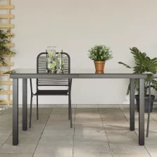   vidaXL fekete alumínium és üveg kerti asztal 150 x 90 x 74 cm