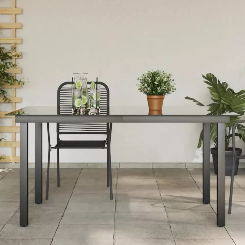 vidaXL fekete alumínium és üveg kerti asztal 150 x 90 x 74 cm