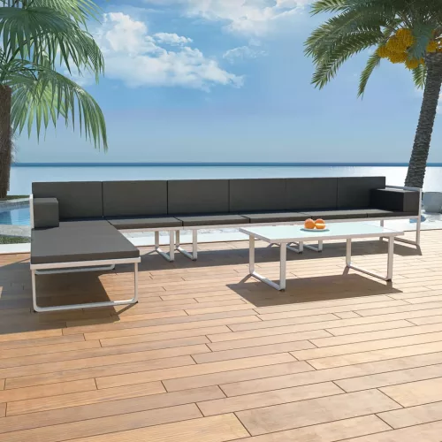 vidaXL 5-részes fekete alumínium és textilén kerti pihenőszett