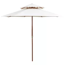   vidaXL krémfehér dupla tetős napernyő fa rúddal 270 x 270 cm