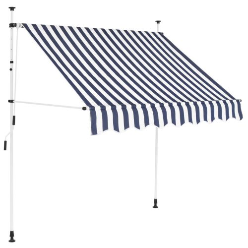 vidaXL kézzel feltekerhető napellenző kék-fehér csíkokkal 150 cm