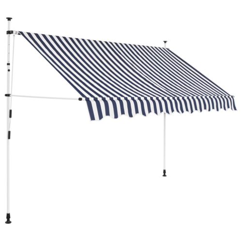 vidaXL kézzel feltekerhető napellenző kék-fehér csíkokkal 250 cm