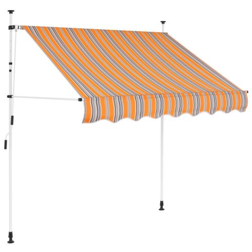 vidaXL manuális, feltekerhető napellenző kék-sárga csíkokkal 150 cm