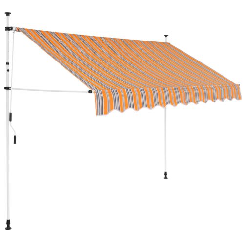 vidaXL kézzel feltekerhető napellenző kék-sárga csíkokkal 250 cm