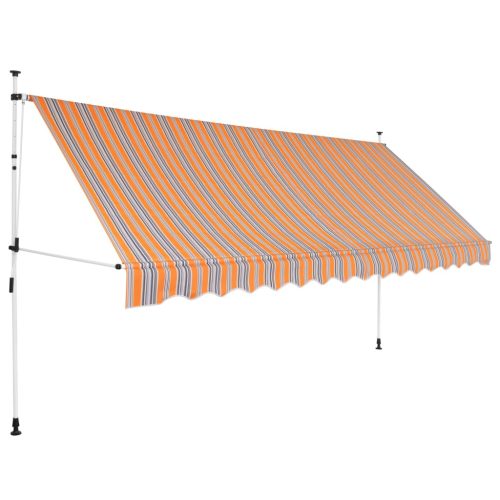 vidaXL kézzel feltekerhető napellenző kék-sárga csíkokkal 350 cm