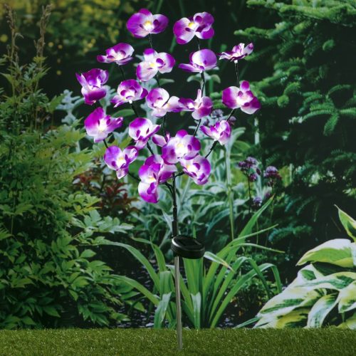 HI LED-es napelemes orchideás kerti lámpa 75 cm